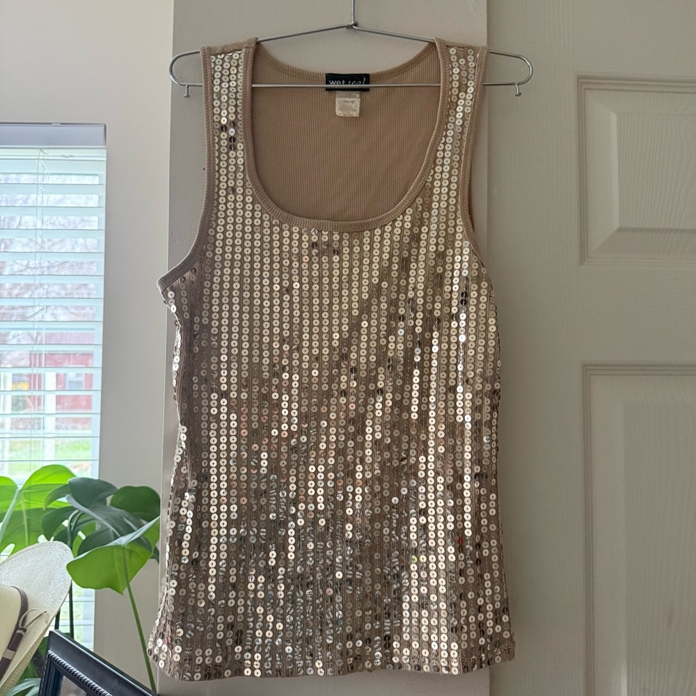 Wet Seal Sequin Tank Top - Gold